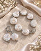 Unique Button Round Freshwater Pearl Set