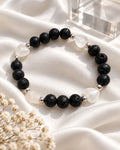 Lava Stone Bracelet with Crystal Hearts