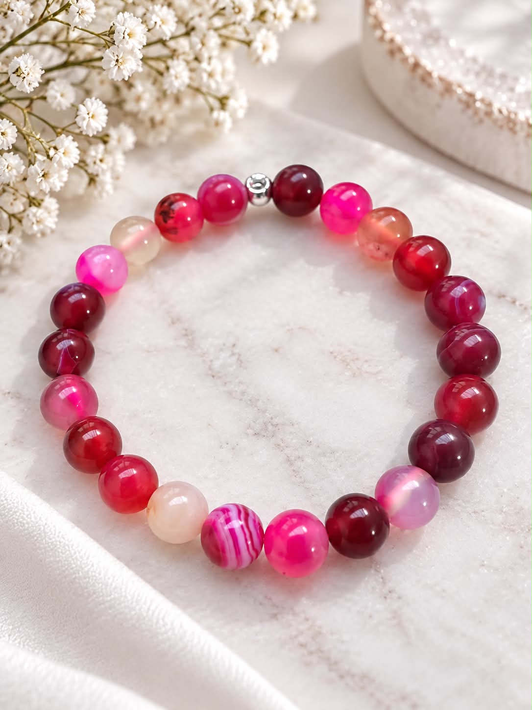 Dyed Pink Banded Agate