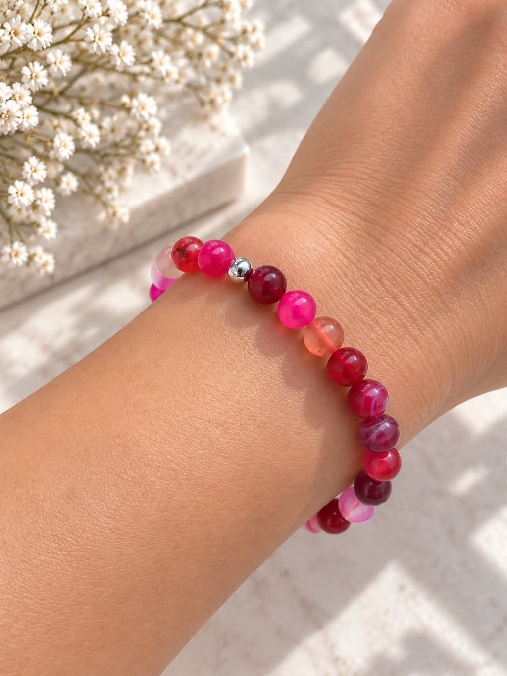 Dyed Pink Banded Agate